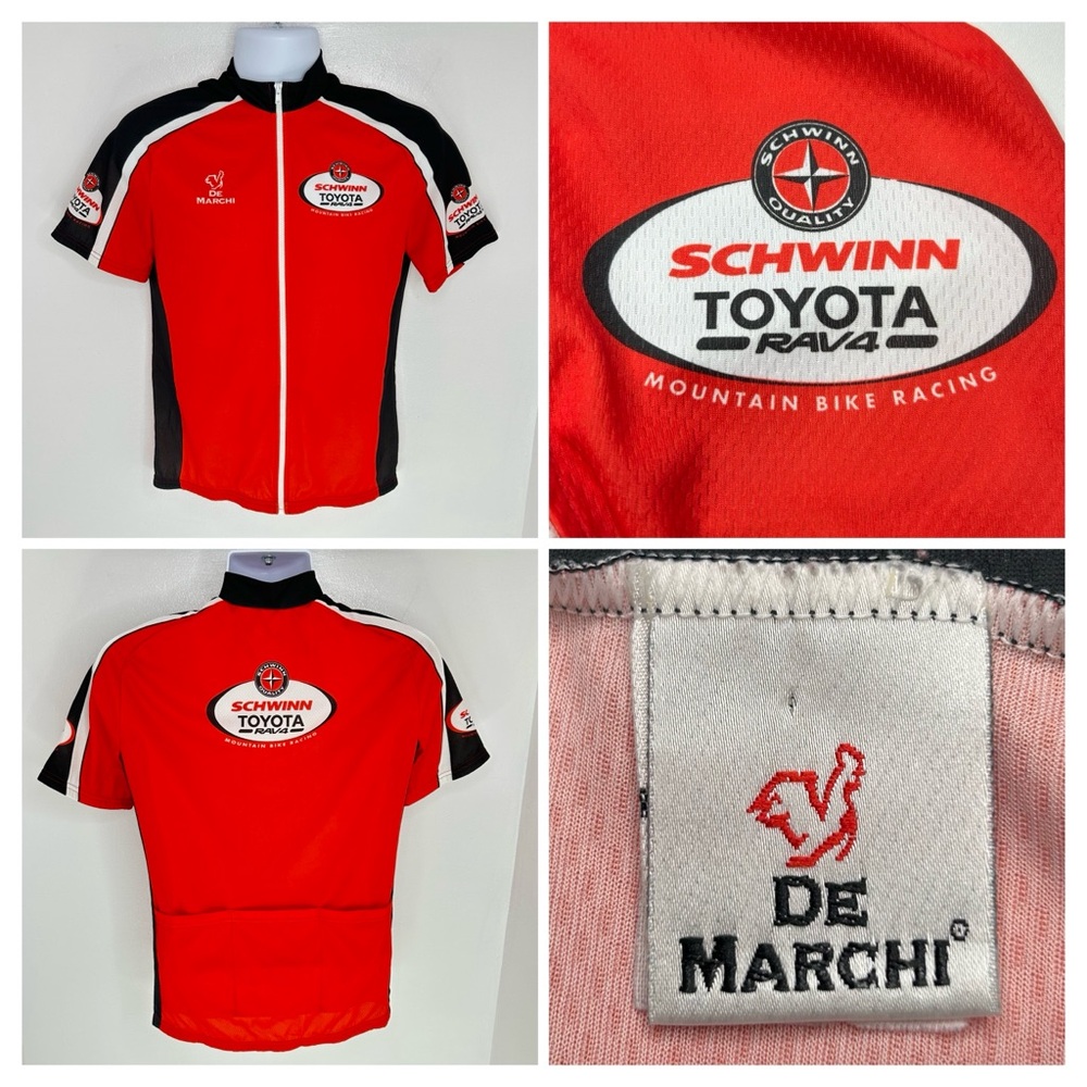 De‎ Marchi Cycling Jersey Size Medium Red Black Full Zip Red Toyota Schwinn